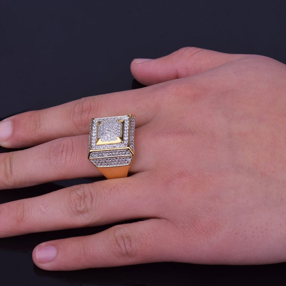 Plated micro zircon square ring