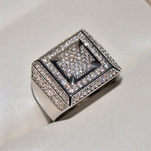 Plated micro zircon square ring