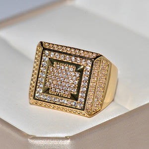 Plated micro zircon square ring