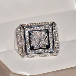 Plated micro zircon square ring