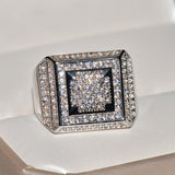 Plated micro zircon square ring