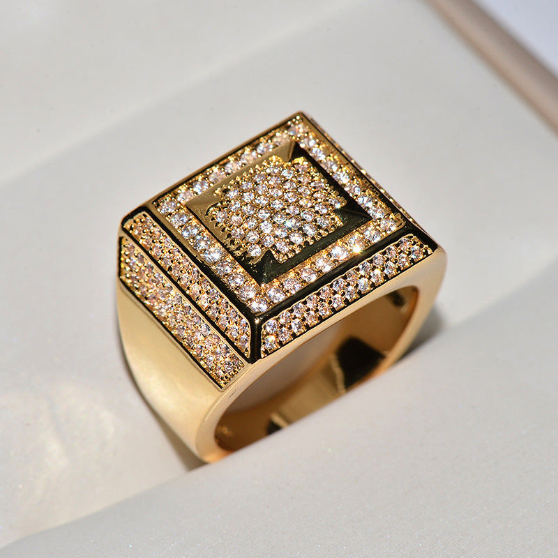 Plated micro zircon square ring