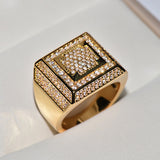 Plated micro zircon square ring